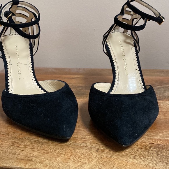 Charlotte Olympia Black Suede Aranea Spider Web d'Orsay Pump Heels Shoes - Picture 14 of 15